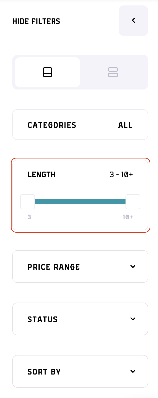 Filter bar - length