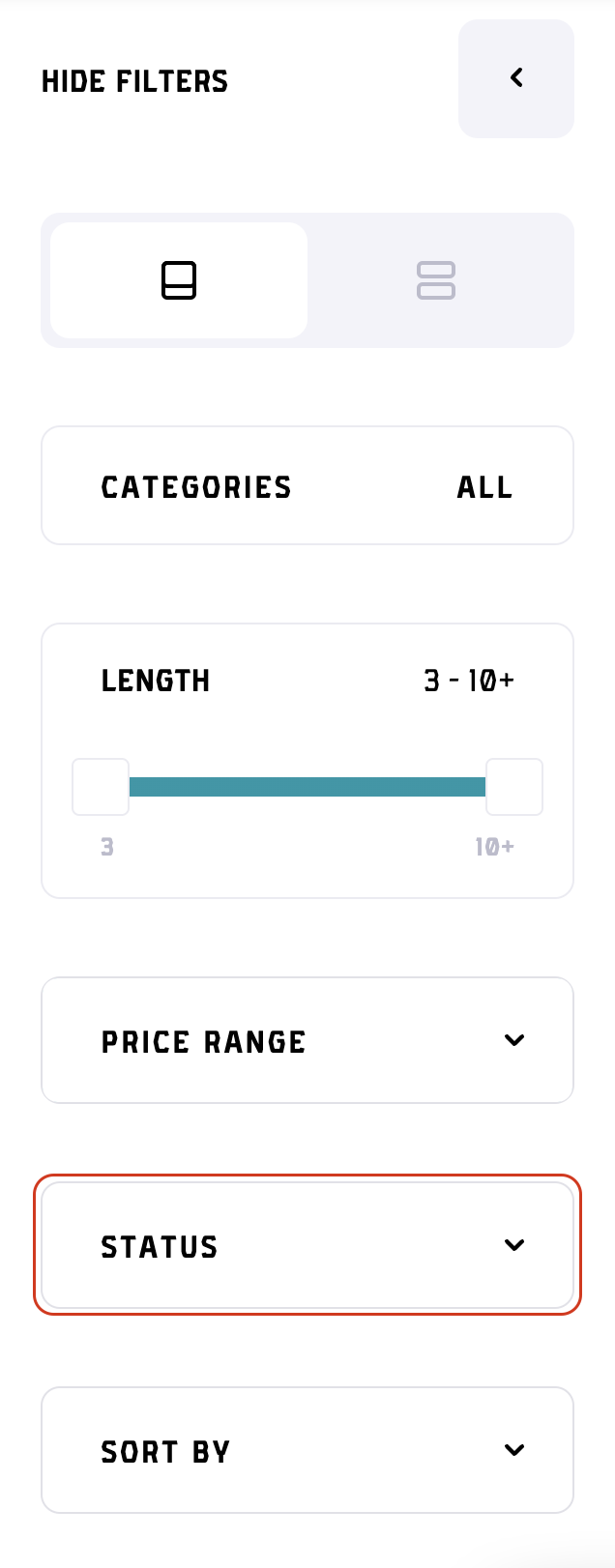 Filter bar - status