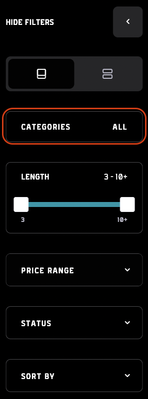 Filter bar - categories